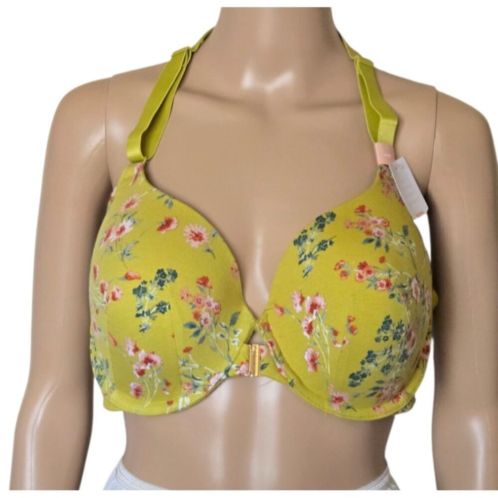 Cacique Lightly Lined T-Shirt bra Front-Close Racerback Underwire floral 44B